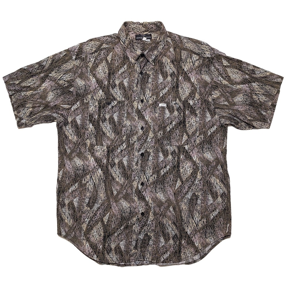 GUESS Button Down Shirt Mens XL Brown Vintage 1980s Georges Marciano Made USA